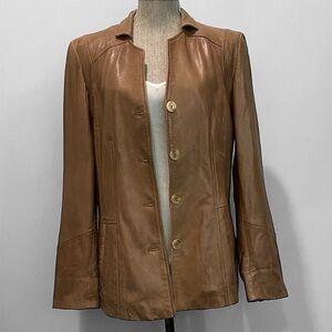Danier Tan Brown Leather Jacket Size XL